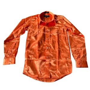 Trouvé Orange Satin Button-Down Shirt